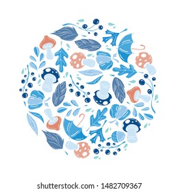 Illustration frame from nature elements on white background. Good for card, poster, banner, invitation, postcard