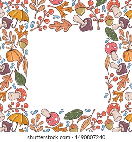 Illustration frame from nature elements on white background. Good for card, poster, banner, invitation, postcard