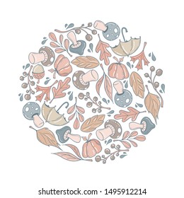 Illustration frame from nature elements on white background. Good for card, poster, banner, invitation, postcard. EPS 10