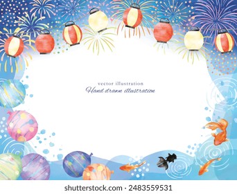 Illustration frame on watercolor background of summer festival image