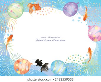 Illustration frame on watercolor background of summer festival image