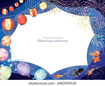 Illustration frame on watercolor background of summer festival image