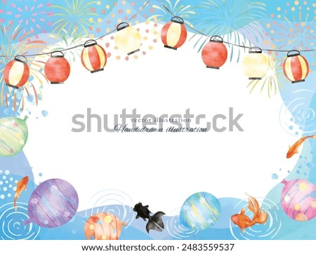 Illustration frame on watercolor background of summer festival image