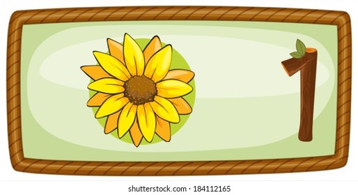 Illustration of a frame with one flower on a white background
