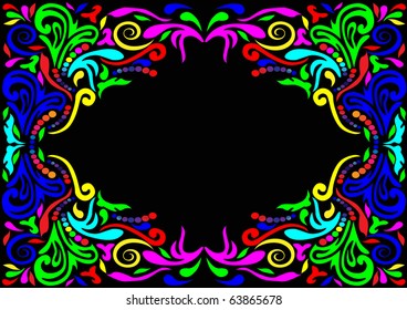 illustration frame with pattern on black background