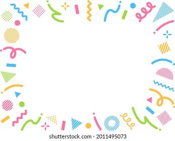 Illustration of a frame with popping geometric shape and line icons