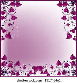 illustration with frame from purple hearts
