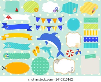 Illustration frame set of summer motif