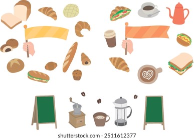 Illustration frame set of various breads