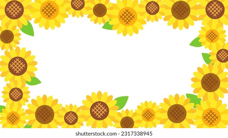 It is an illustration of a frame of sunflowers. The aspect ratio is 16:9.