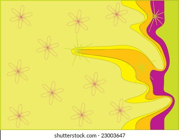 Illustration frame with an yellow abstract background