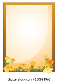 Illustration of a framed empty signage with flowers on a white background