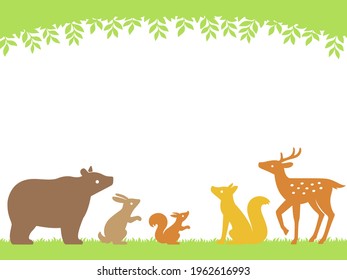 Illustration frames with forest animals and leaves