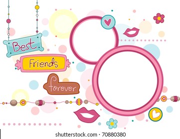 Illustration of Frames and Signboards Featuring the Words Best Friends Forever