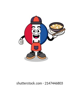 Illustration of france flag as an asian chef , character design