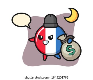 Illustration of france flag badge cartoon is stolen the money