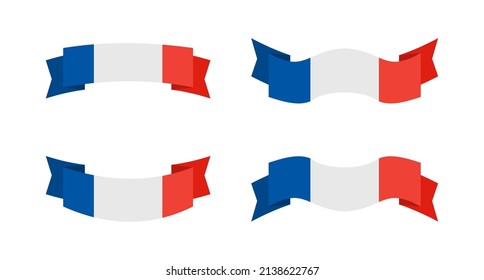 illustration of a france flag with a ribbon style. france flag vector set.