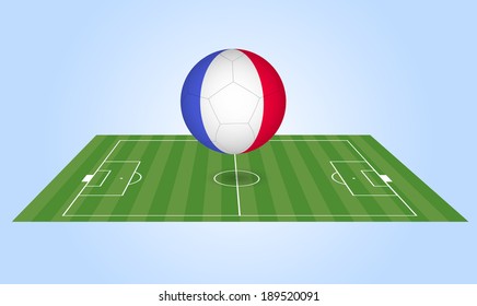 Illustration of a France soccer ball and field.