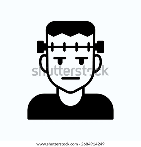 Illustration of Frankenstein Character With Bolt Head Adornments And Stitch Face Icon