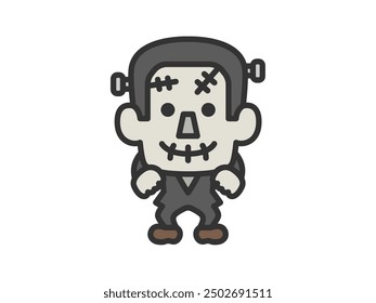 Illustration of Frankenstein icon (line drawing color).