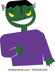 Illustration of Frankenstein's upper body appearing on Halloween