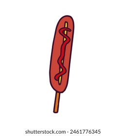 Illustration of frankfurter sausage isolated on white background flat vector