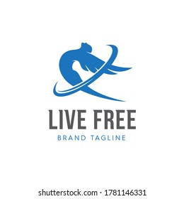 Illustration Of A Free Living Logo Design With Wings In Hand