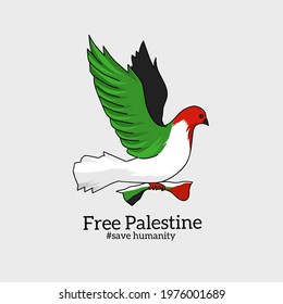 Illustration of Free Palestine.Dove Symbol of Peace Perfect for Solidarity Banner etc
