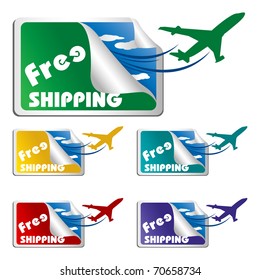 illustration of free shipping tags on isolated white background