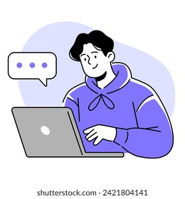illustration of freelancer man with laptop
