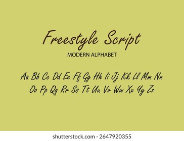 An illustration of FREESTYLE SCRIPT font with comfort background that can be editable with alphabets.