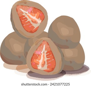 Illustration of freeze-dried strawberry chocolate