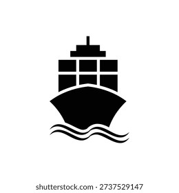 Illustration of a freighter view from the front of the vector