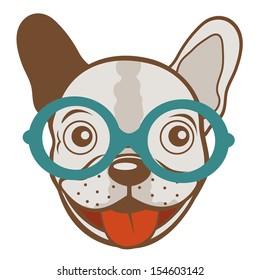 Illustration of French bulldog in glasses