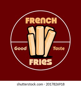 Illustration French fries fastfood logo design with red background