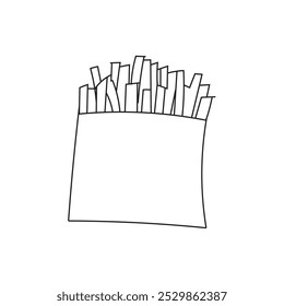 Illustration french fries line sketch with blank background