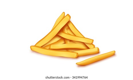 illustration of french fries lying in the group on white background