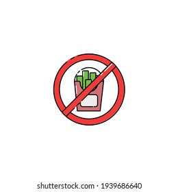 Illustration of french fries prohibition. warning sign. prohibition sign. forbidden sign. modern simple food vector icon, flat graphic symbol in trendy flat design style.