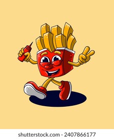 Illustration French Fries vintage mascot