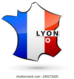 Illustration French Map Icon Lyon Stock Vector (Royalty Free) 240172420 ...