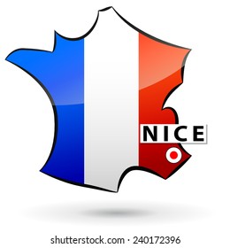 illustration of french map icon for nice