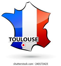 illustration of french map icon for toulouse