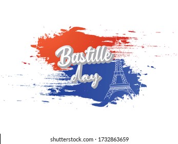 Illustration of French National Day,Happy Bastille Day.