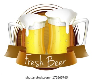 Illustration of a fresh beer label on a white background