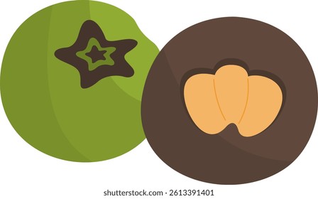 Illustration of Fresh Black Sapodilla Fruit