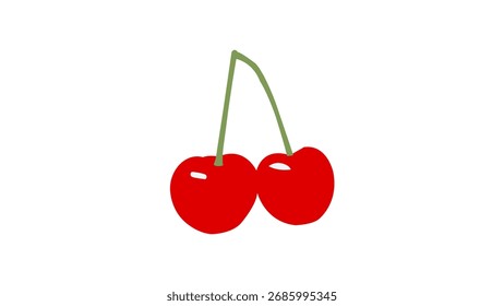 Ilustração de Cerejas Frescas com Fundo Branco.