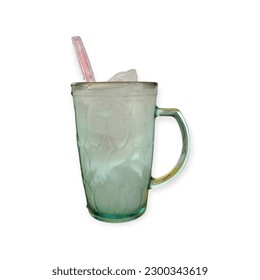 The Illustration of Fresh Coconut water in the glass with ice