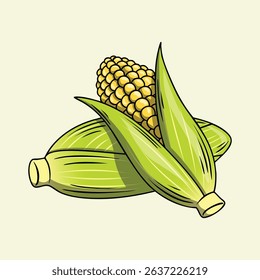 Illustration of fresh corn cobs