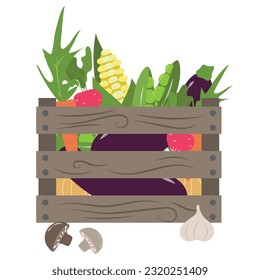 Illustration with fresh farm vegetables