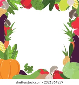 Illustration with fresh farm vegetables